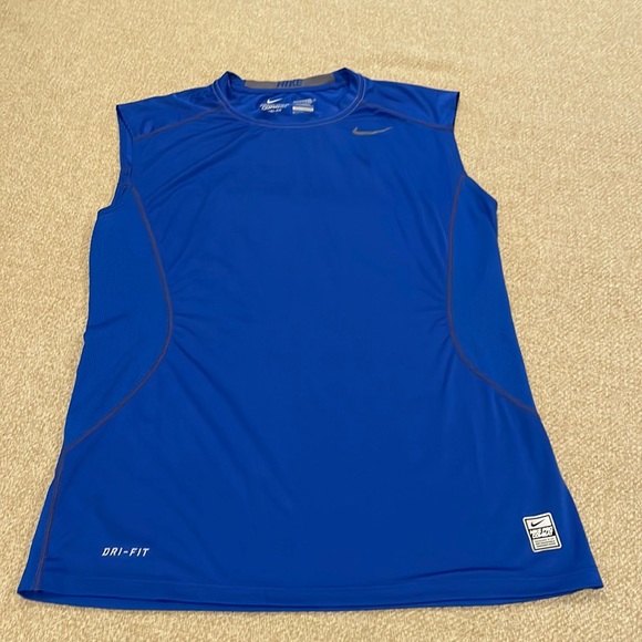 Nike Pro Combat Men’s Medium Fitted Dri-Fit Blue Shirt - Picture 2 of 8